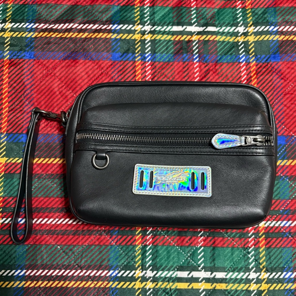Coach Terrain Pouch Black With Reflective Details Travel Organizer F79777